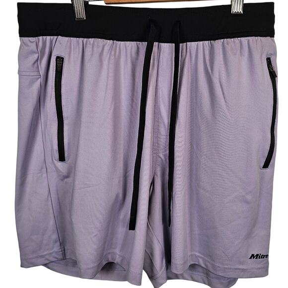 Mitre Athletic Gym Shorts Running Jogging Lavender Zip Pocket Mens Sz Medium NEW - Picture 1 of 6